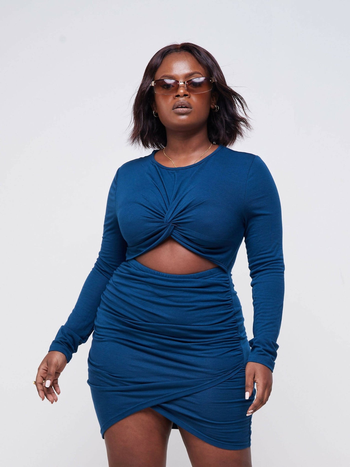 Exclusive Styles Sexy Mid Cut Out Dress - Blue - Shopzetu