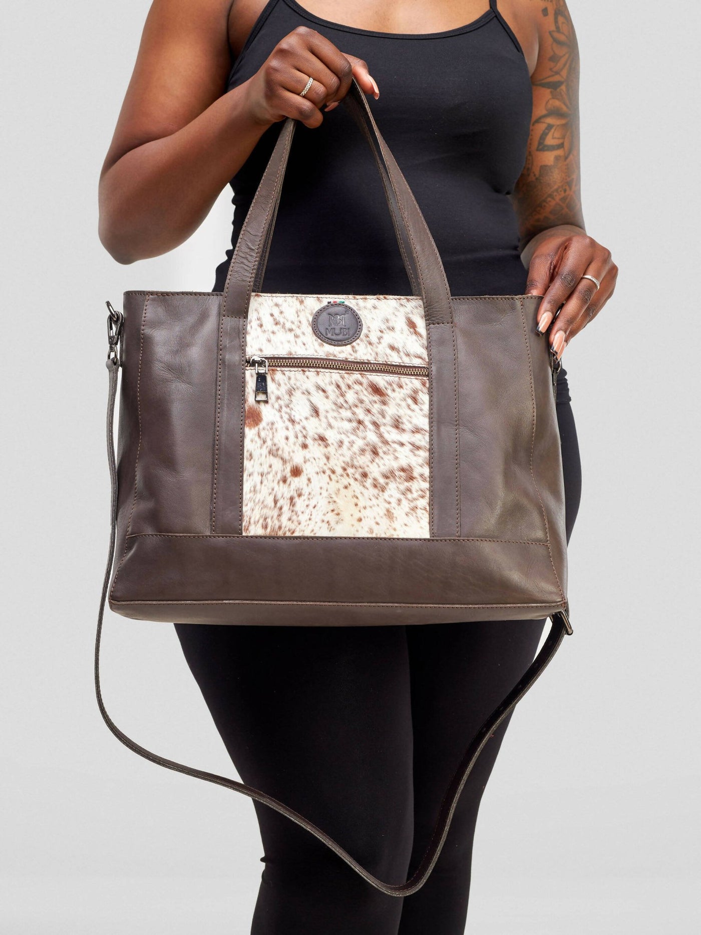 Mubi Leather Sahara Ladies Tote Bag - Mocha - Shopzetu