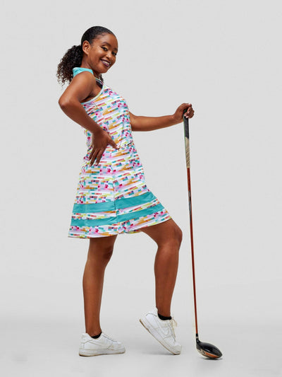 Authentic Golf Dress - Multicolored/ Teal Print - Shopzetu