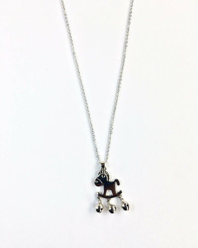 Slaks World Fashion Rocking Horse Pendant Necklace - Silver - Shopzetu