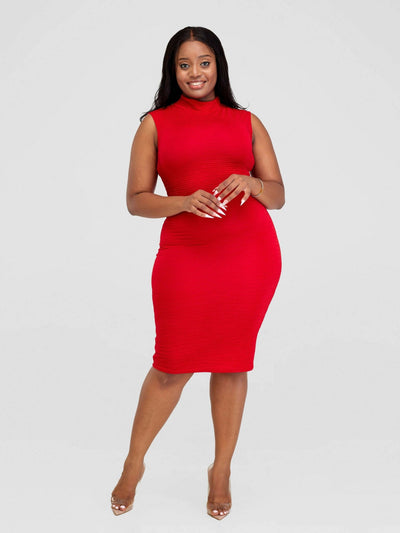Lizola Nyambura Bodycon Dress - Red - Shopzetu