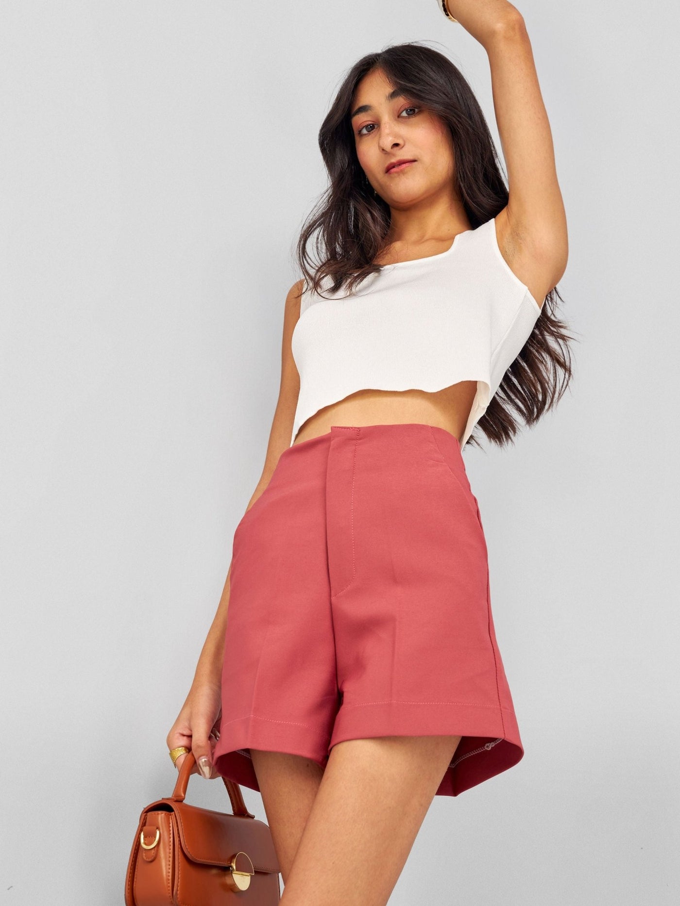 Anika Shorts with Clip - Pink - Shopzetu