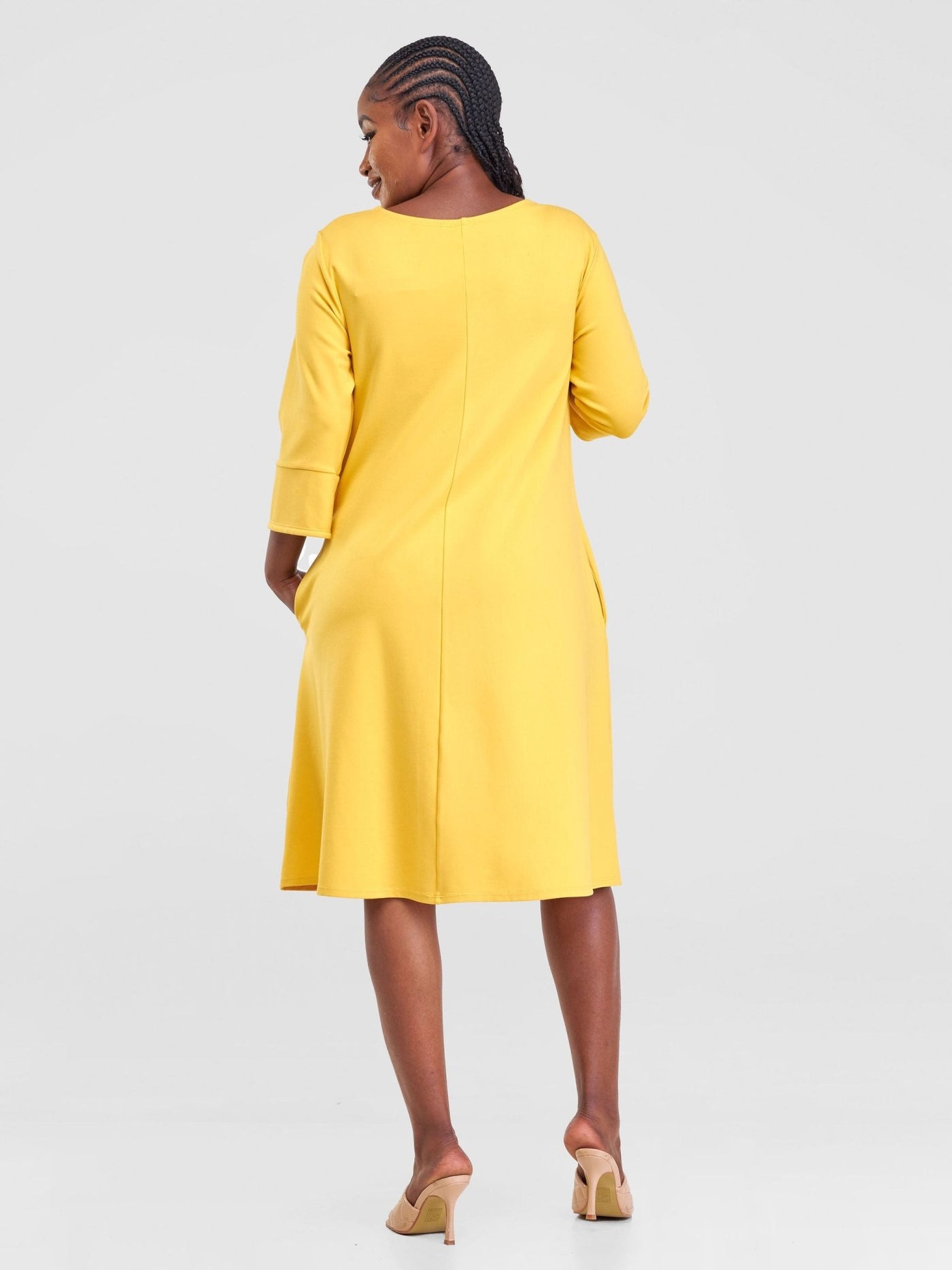 Vivo Zawadi Keyhole Dress - Yellow - Shopzetu