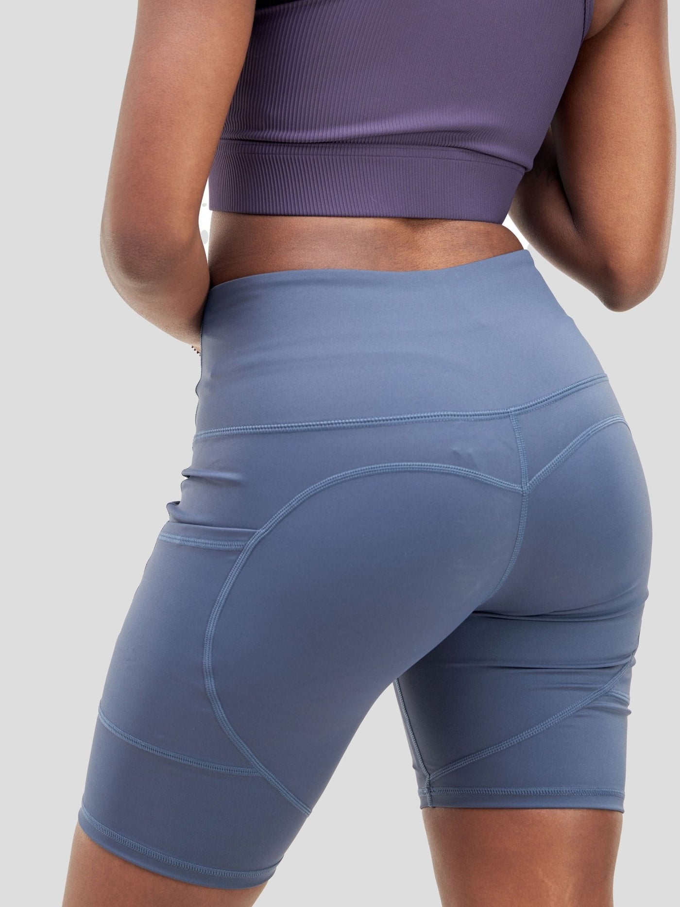 Ava Fitness Stay Active Pocket Shorts - Grey Blue - Shopzetu