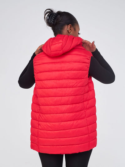 King's Collection Sleeveless Puffer Jacket - Dark Red - Shopzetu