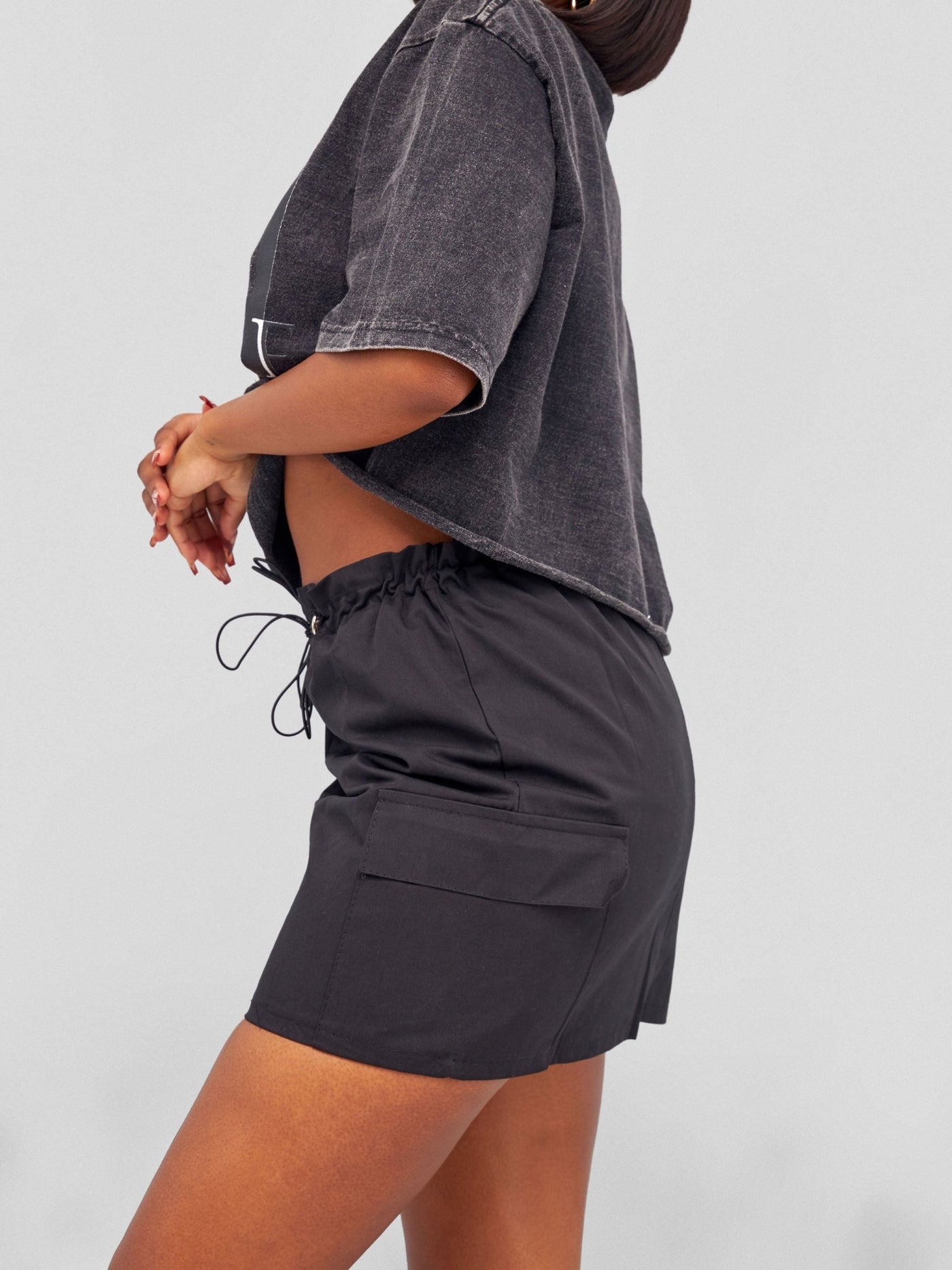 Anika Fiona Cargo Mini Skirt - Black - Shopzetu