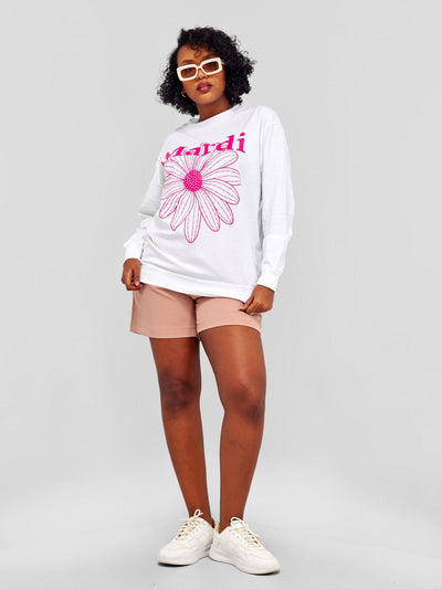 Lola Mardi White Sweatshirt - Neon Pink - Shopzetu