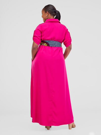 Vivo Yumi Maxi Shirt Dress - Hot Pink - Shopzetu