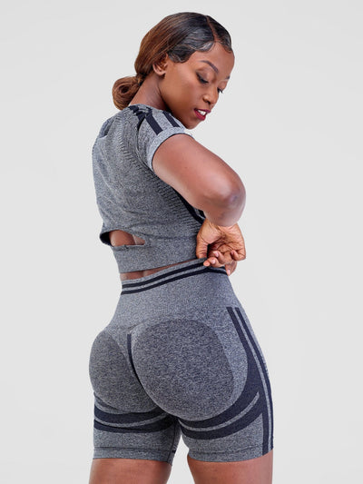 Ava Fitness Mindy Workout Short Set - Dark Grey - Shopzetu