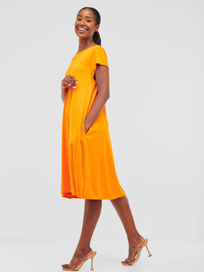 Vivo Basic Kena Tent Knee Length Dress - Marigold - Shopzetu