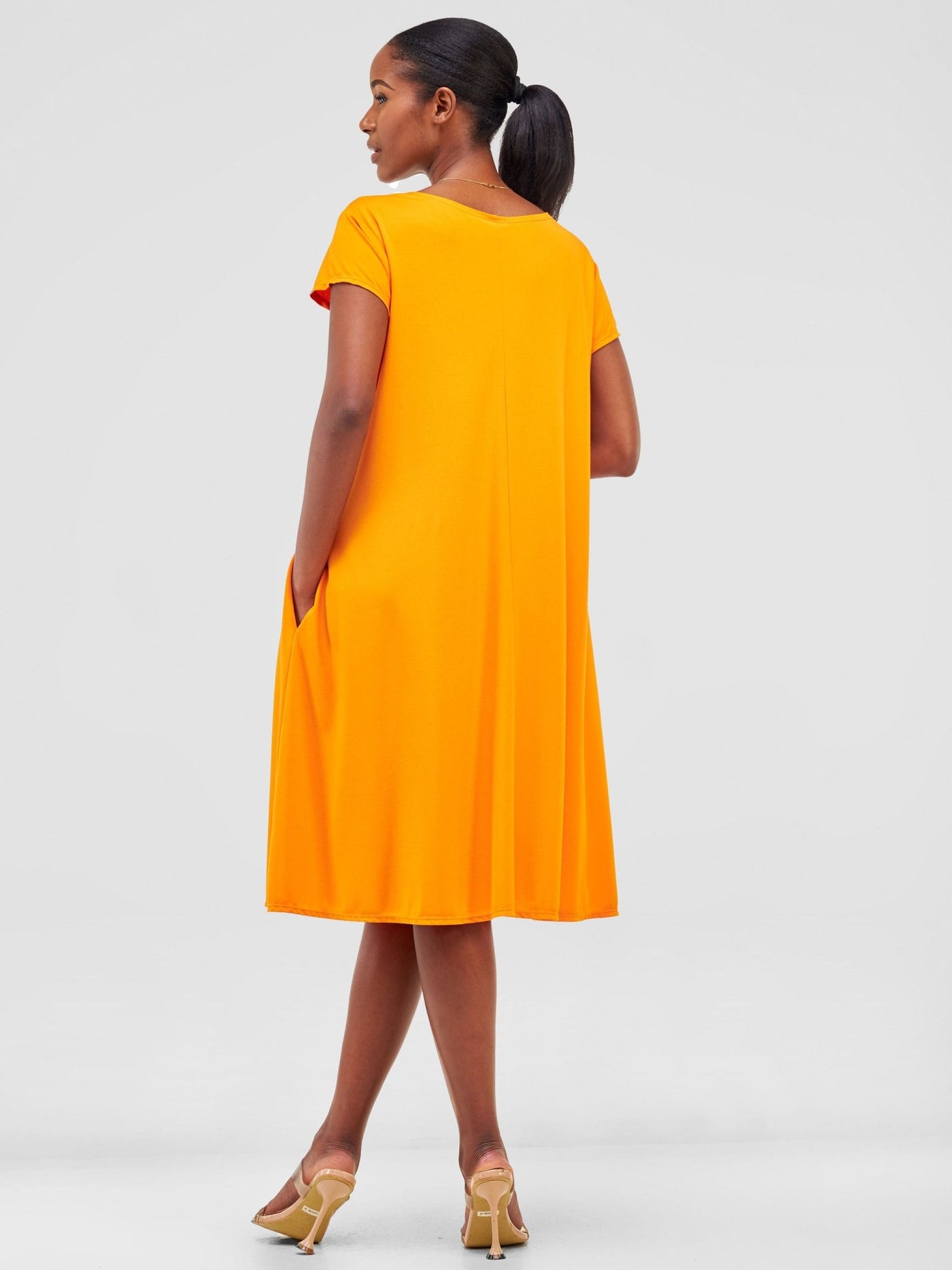 Vivo Basic Kena Tent Knee Length Dress - Marigold - Shopzetu