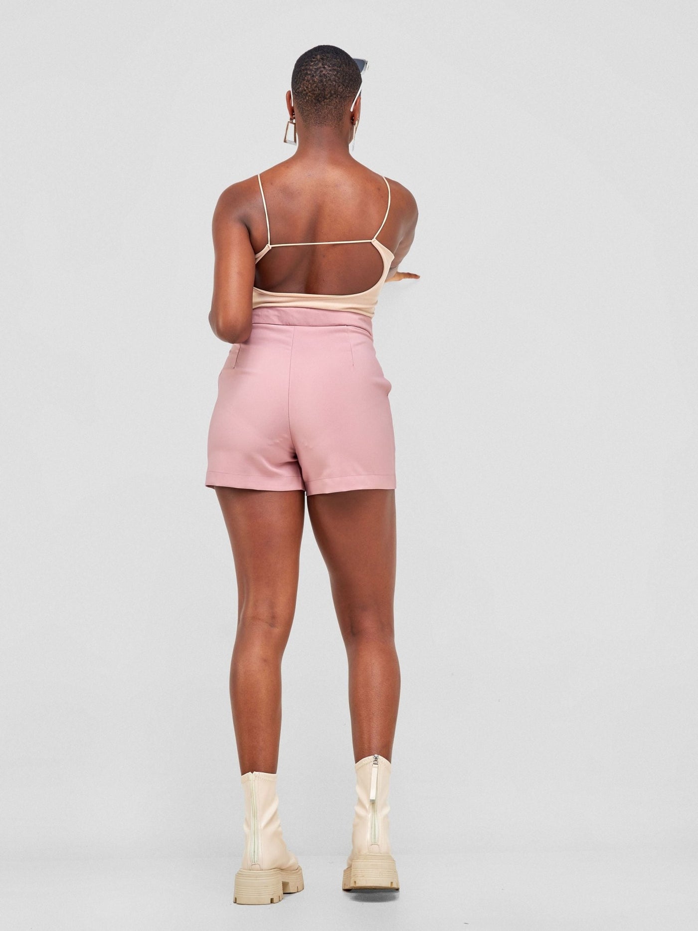 Anika Shorts with Clip - Baby Pink - Shopzetu