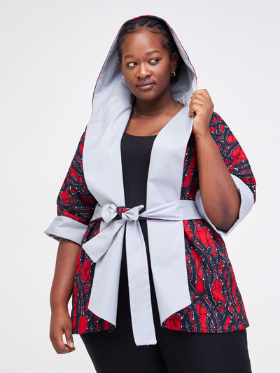Safari Anga Reversible Hooded Kimono - Grey - Shopzetu