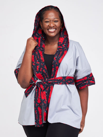 Safari Anga Reversible Hooded Kimono - Grey - Shopzetu