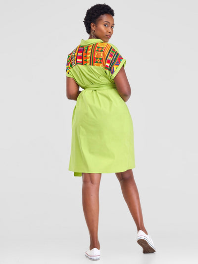 Safari Lira Drop Shoulder Dress - Lime - Shopzetu