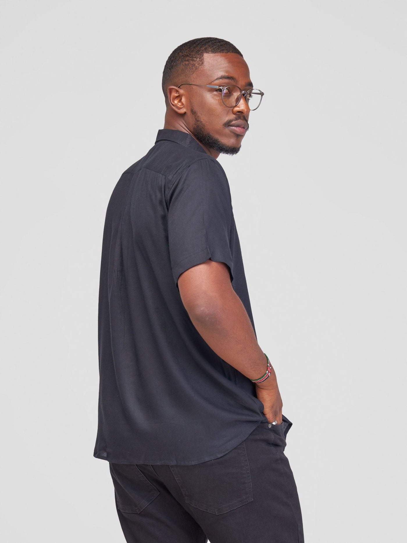 Zetu Men's Linen Button Down Shirt - Black - Shopzetu