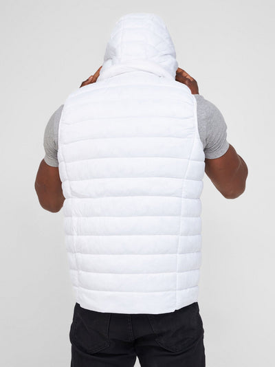 King's Collection Sleeveless Puffer Jacket - White - Shopzetu