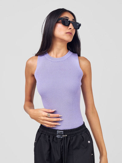 Carrie Wahu X SZ Lea Ribbed Sleeveless Bodysuits - Lilac - Shopzetu
