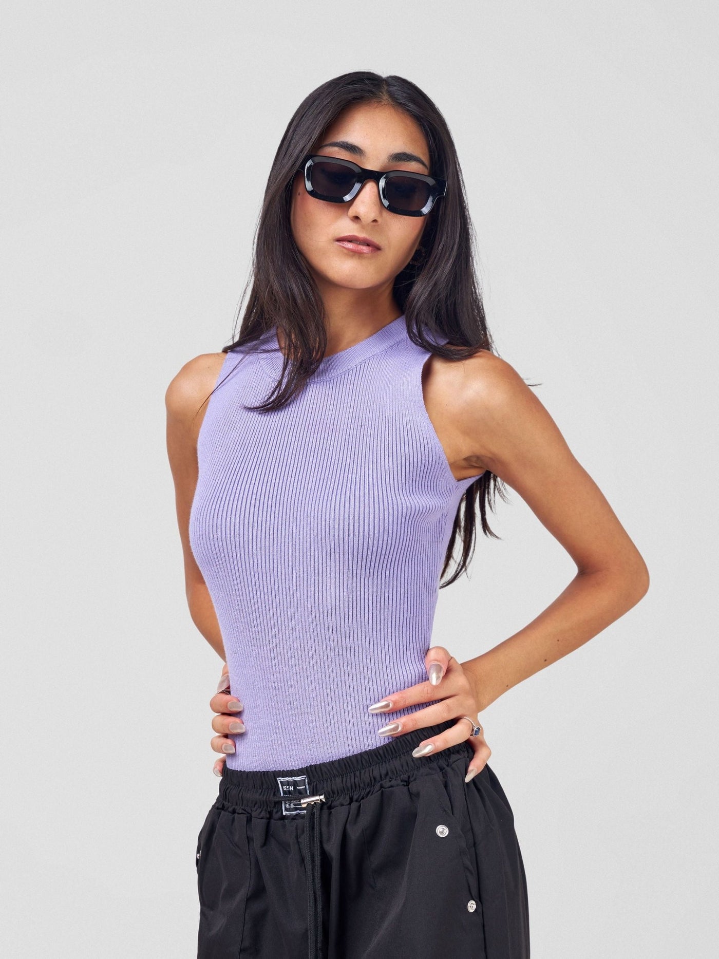 Carrie Wahu X SZ Lea Ribbed Sleeveless Bodysuits - Lilac - Shopzetu