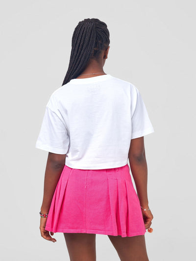 Carrie Wahu X SZ Short Sleeved Barbie Crop Top - White - Shopzetu