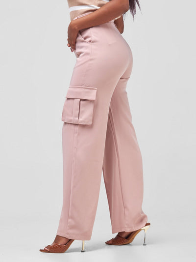 Carrie Wahu X SZ Fabiana Wide Leg Cargo Trousers - Blush Pink - Shopzetu