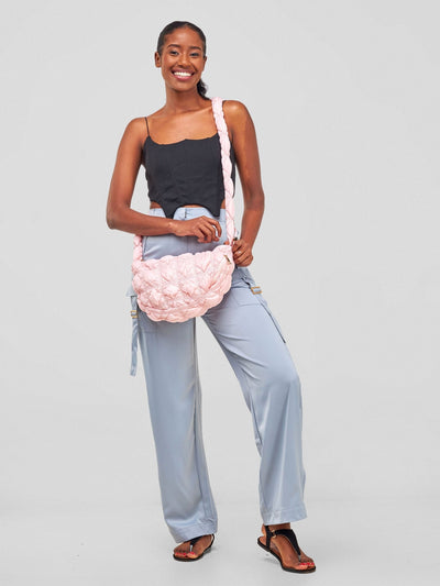 Mona Puffy Adjustable Shoulder Bag - Baby Pink - Shopzetu