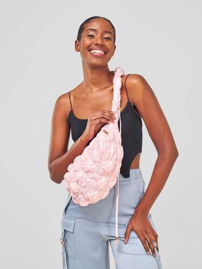 Mona Puffy Adjustable Shoulder Bag - Baby Pink - Shopzetu