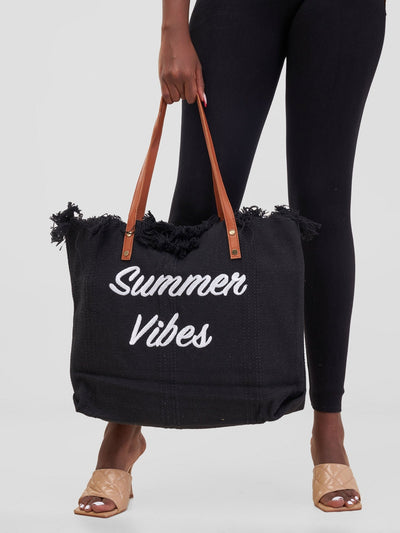 Sayuri Summer Vibes Beach Bag - Black - Shopzetu