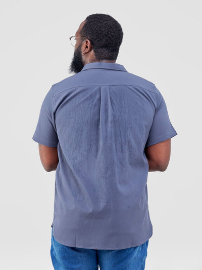 Zetu Men's Button Down Crepe Single Pocket Shirt - Black - Shopzetu
