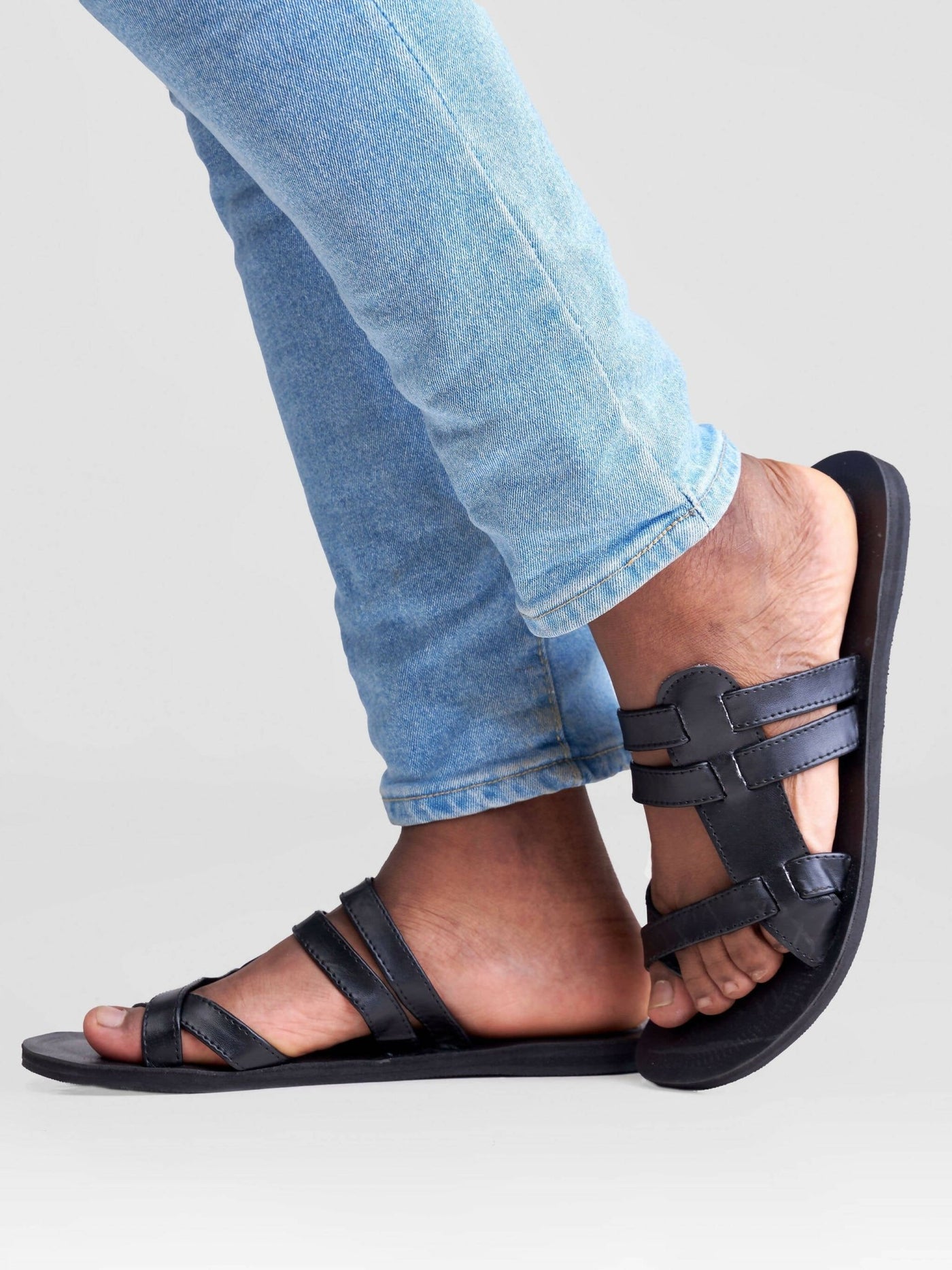 Biba Trends Collections Argento Black Criss Cross Men's Sandals - Black - Shopzetu