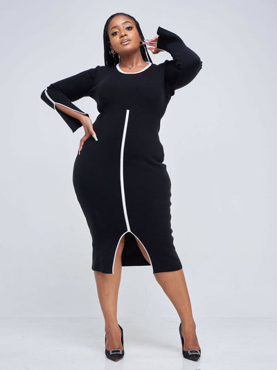 Elsie Glamour Zainabu Knit Dress - Black - Shopzetu