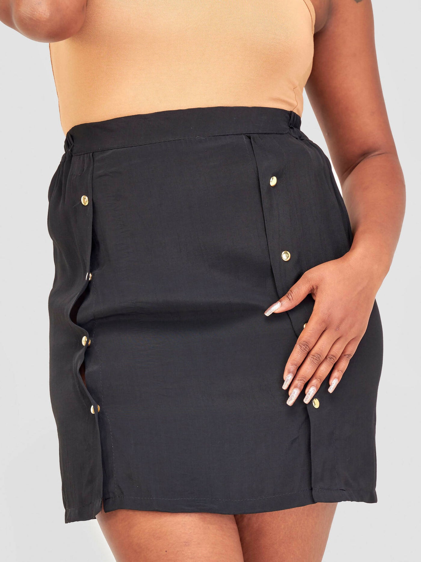 Vazi Afriq Double-Buttoned Skirt - Black