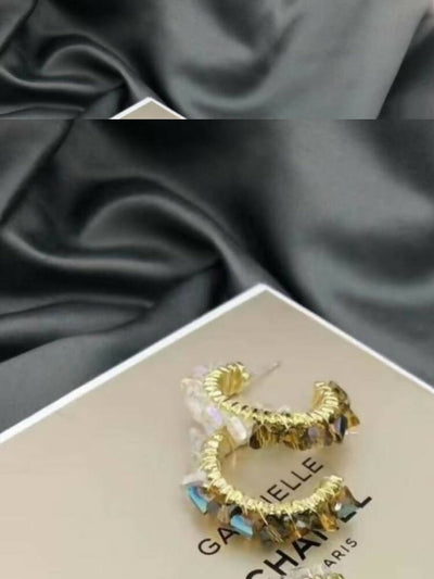 Tuli Multi-stone Gold Hoop Earrings - Multi Coloured - Shopzetu