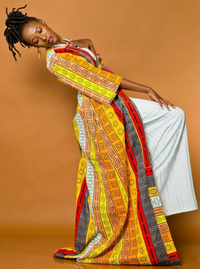 African Yuva Cerise Kimono - Yellow - Shopzetu