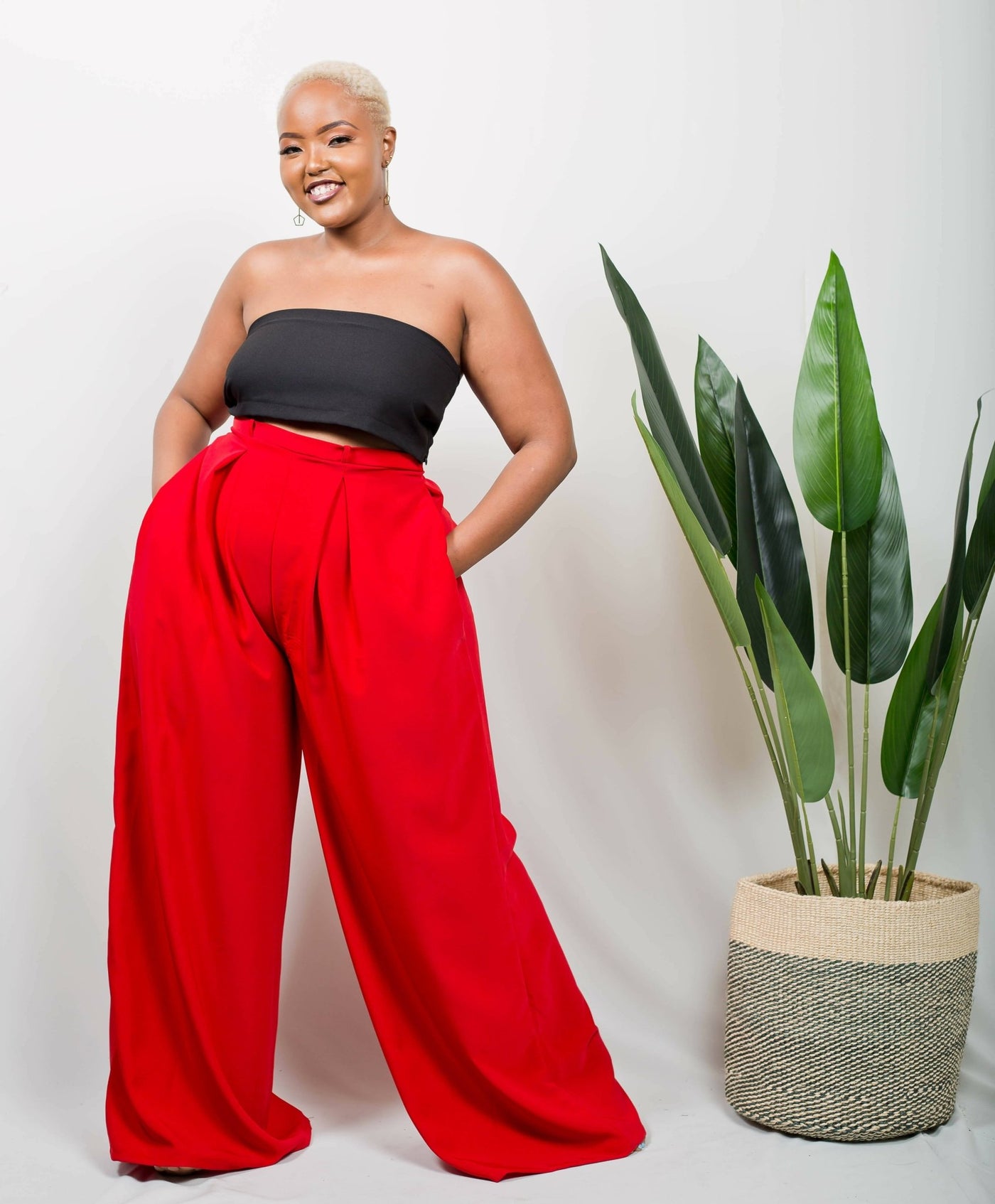 African Yuva Tulips Palazzo Pants - Red - Shopzetu