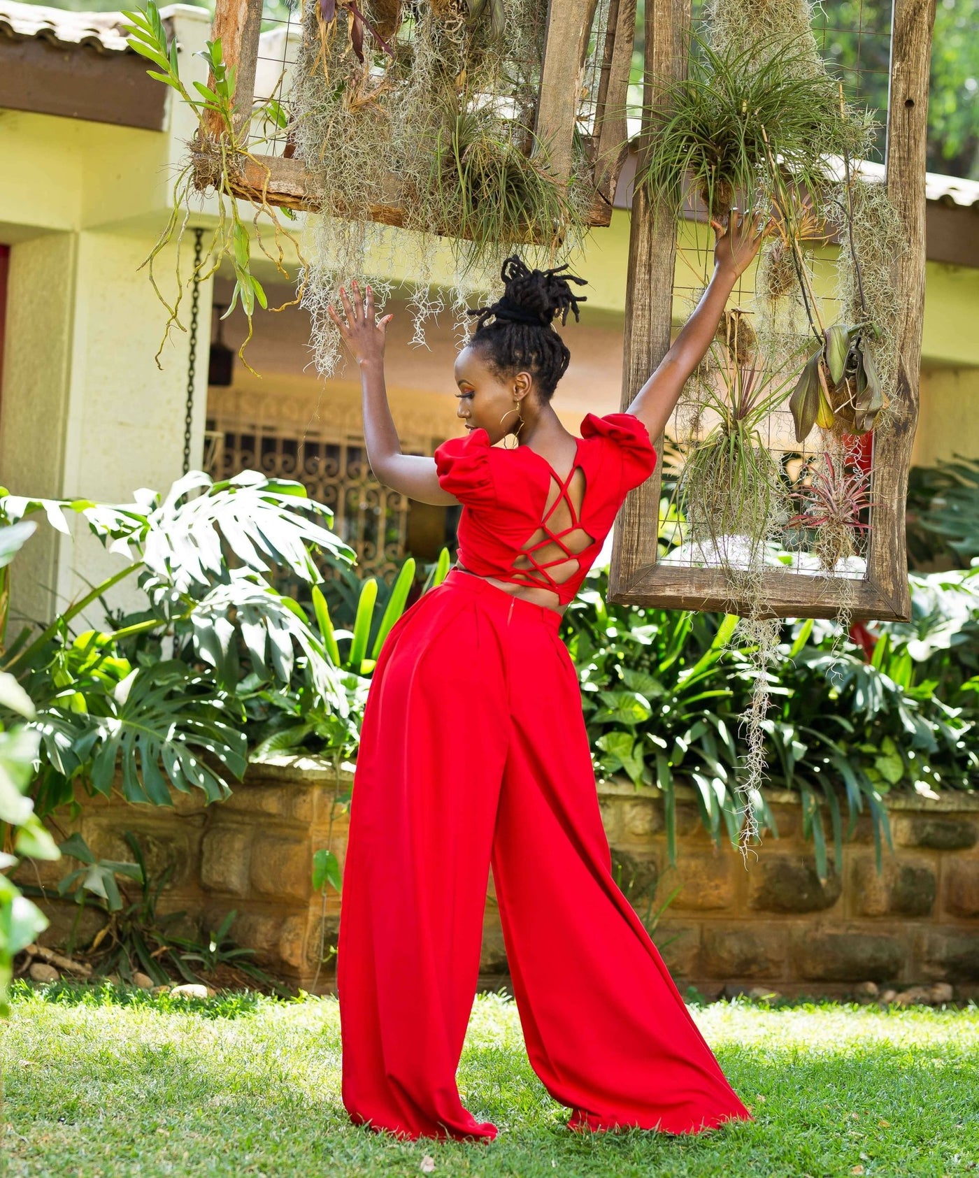 African Yuva Tulips Palazzo Pants - Red - Shopzetu