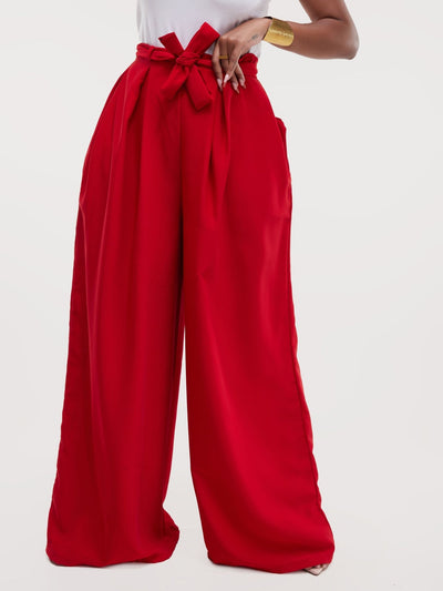 African Yuva Tulips Palazzo Pants - Red - Shopzetu