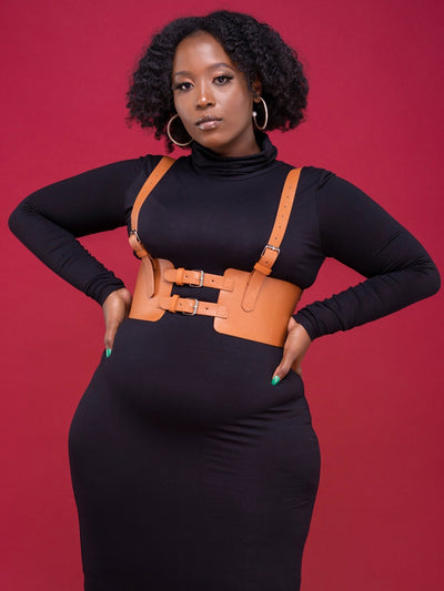 Afrodame Wide Harness Belt - Brown - Shop Zetu Kenya
