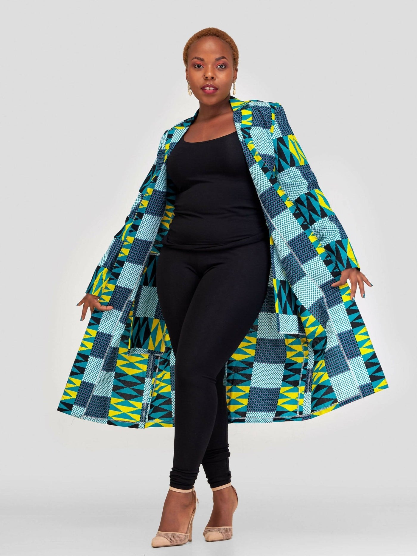 Gravio Fashion Kente Kimono - Teal - Shopzetu