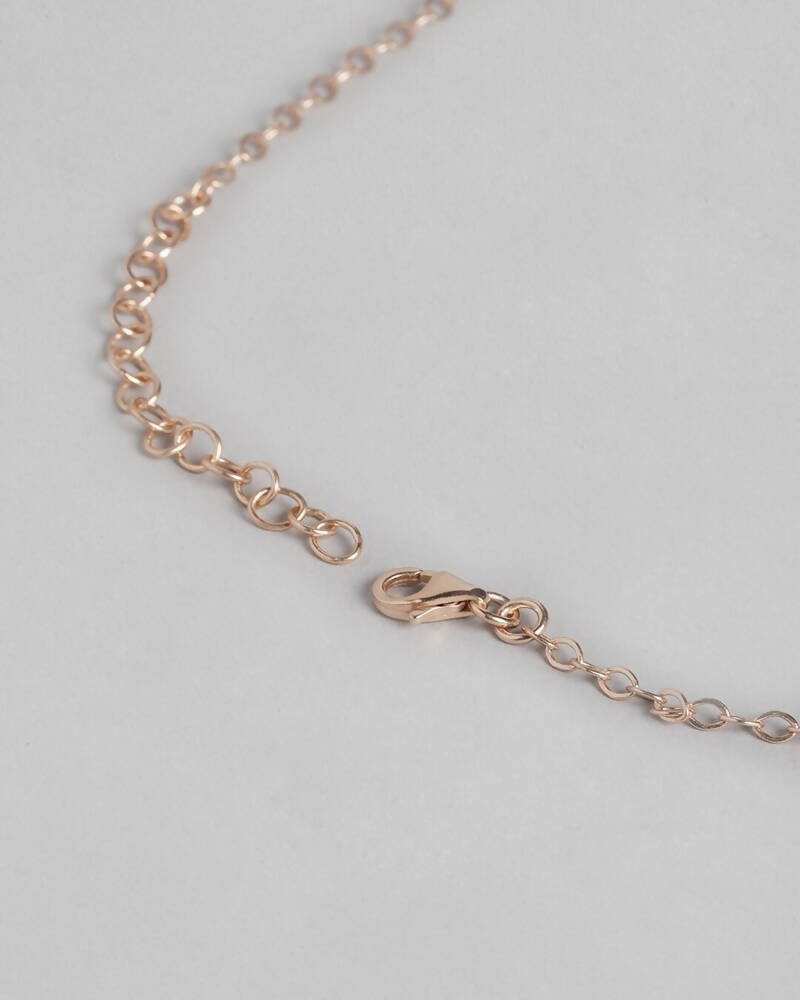 Slaks World Fashion Cubic Zirconia Studded Necklace With Earrings - Rose Gold - Shopzetu