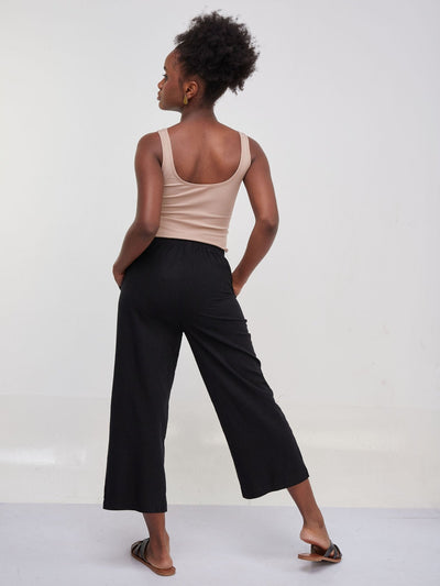 Anika Cheese Cloth Capri Pants - Black - Shop Zetu Kenya