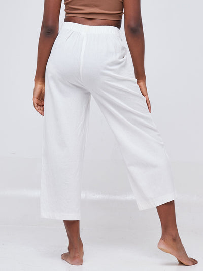 Anika Cheese Cloth Capri Pants - White - Shop Zetu Kenya