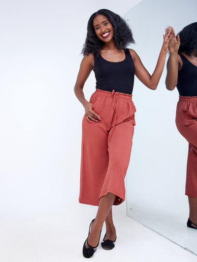 Anika Light Weight Crepe Pants With Drawstring - Clay - Shop Zetu Kenya