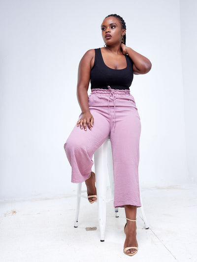 Anika Light Weight Crepe Pants With Drawstring - Nude Pink - Shop Zetu Kenya