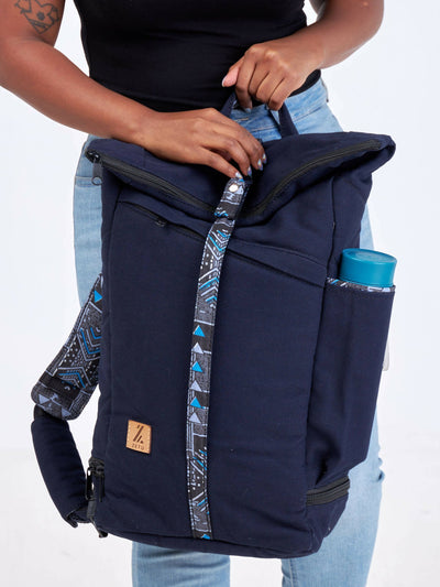 Zetu Africa Canvas Laptop Bag - Navy Blue - Shopzetu
