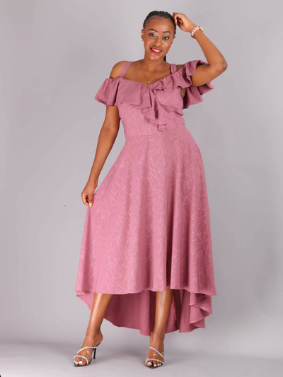 Aramay Alila Strappy Cold Shoulder High Low Dress - Pink - Shopzetu