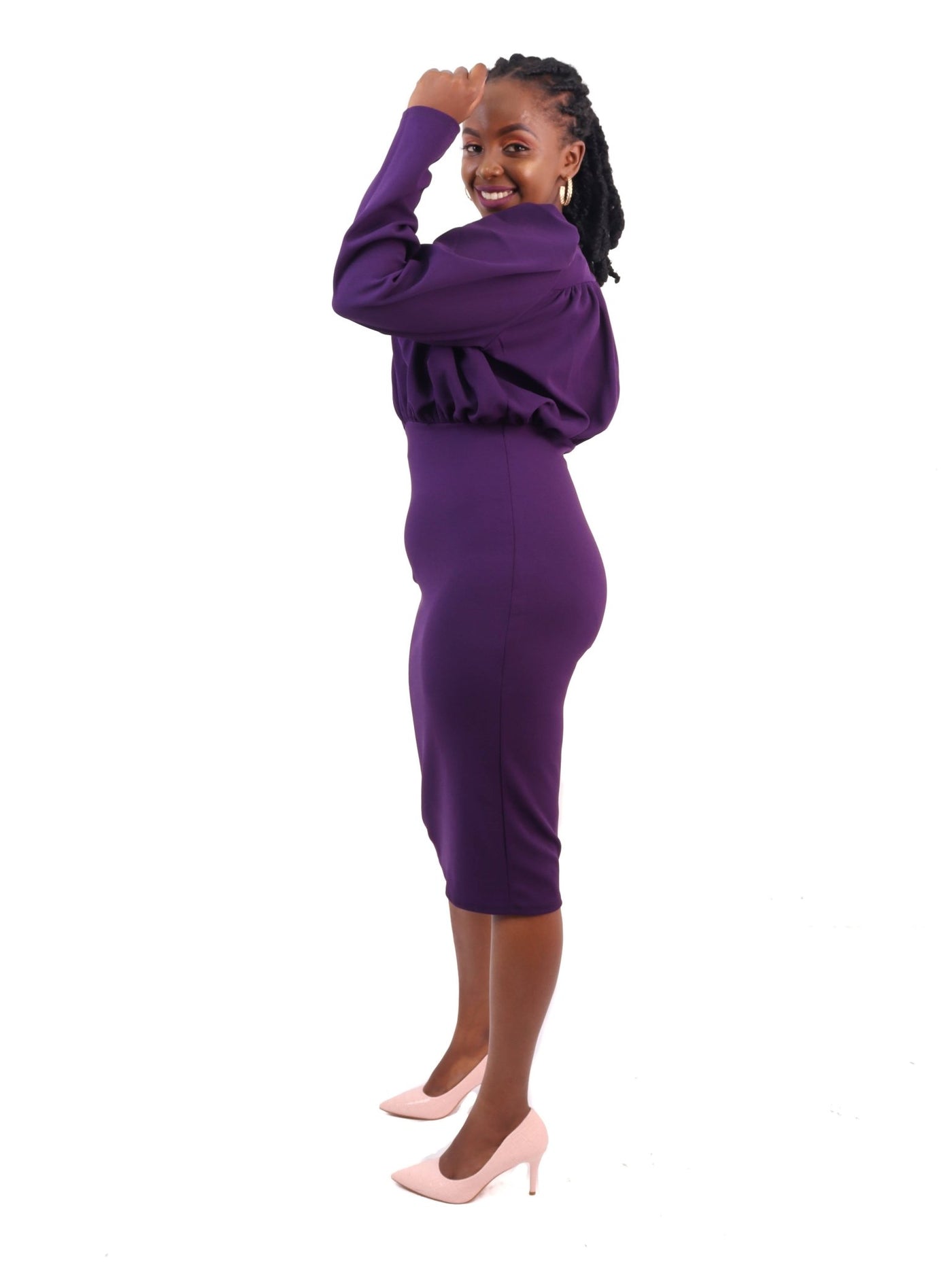 Aramay Dreamy Knee Length Dress - Purple - Shop Zetu Kenya