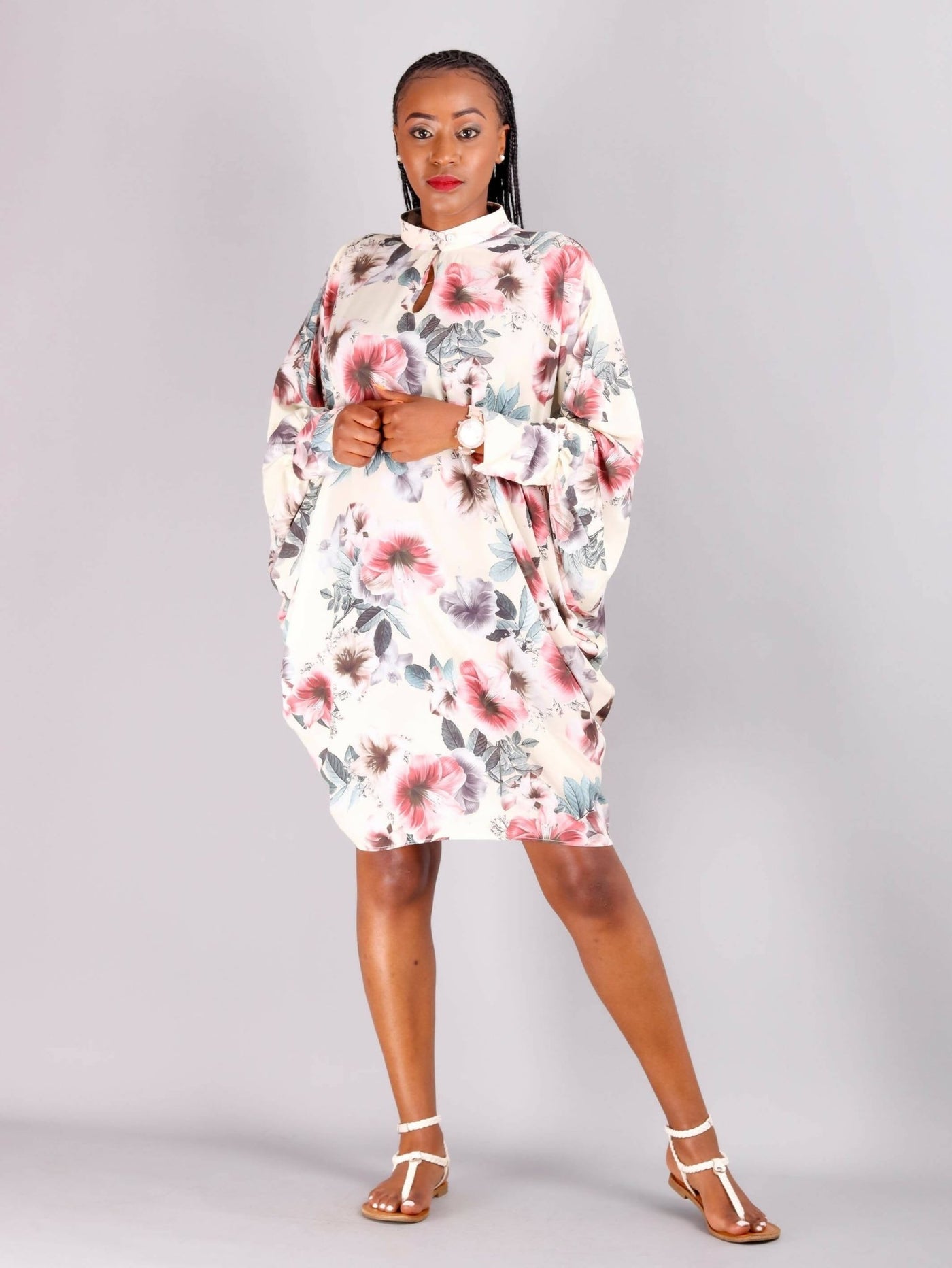 Aramay Mona Keyhole Dress - White - Shopzetu