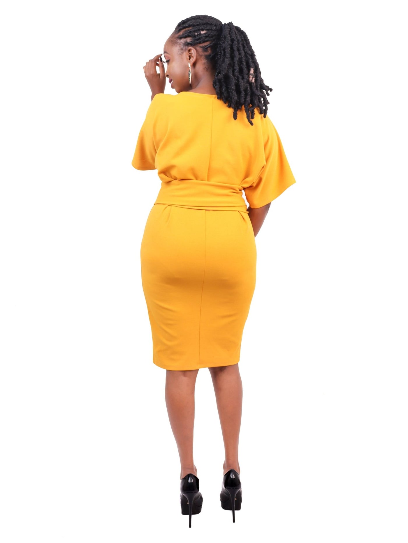 Aramay Rhyolite Knee Length Dress - Mustard - Shopzetu