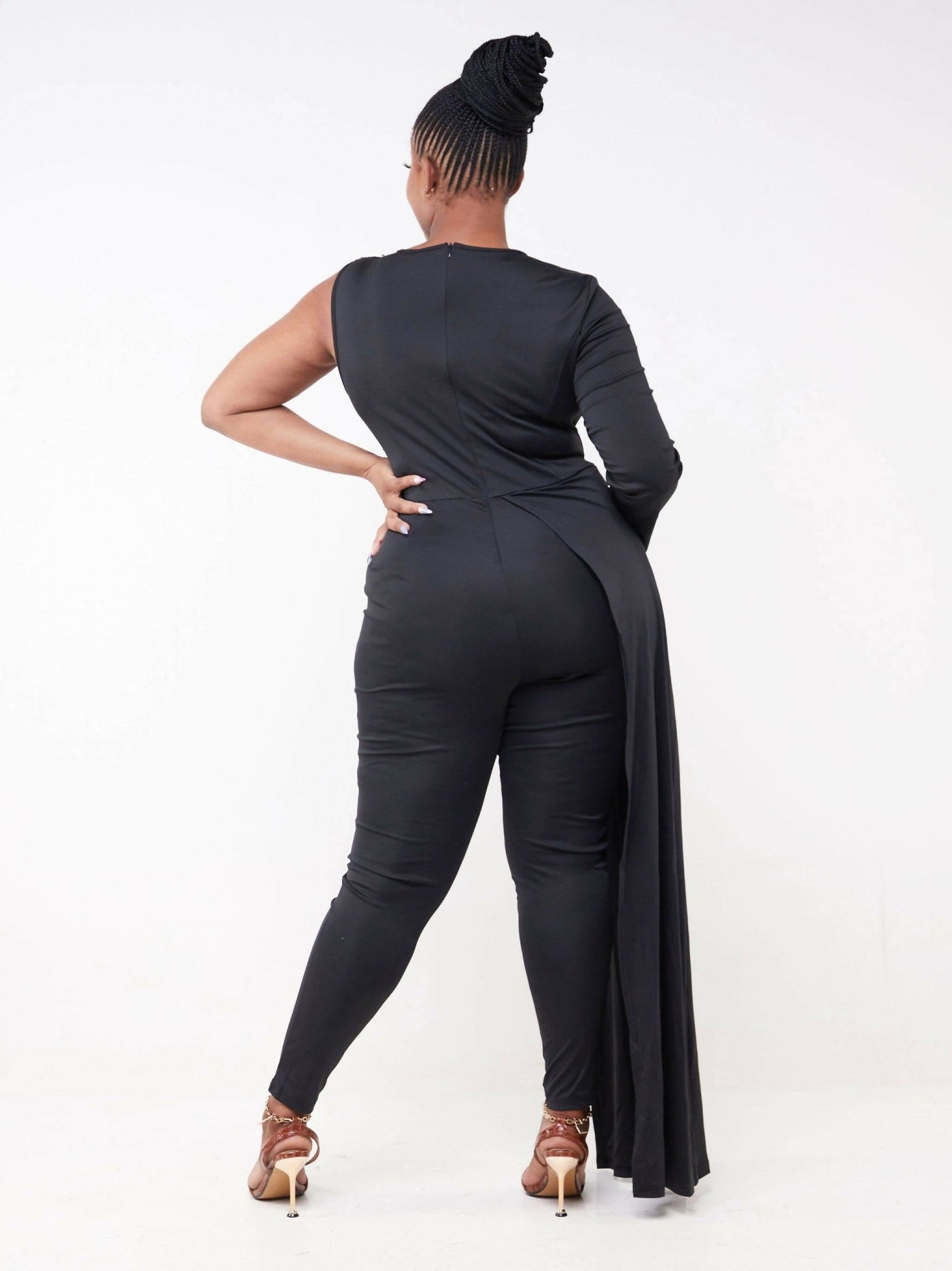 Bold N Chic Sequin Jumpsuit With Trail - Black - Shopzetu